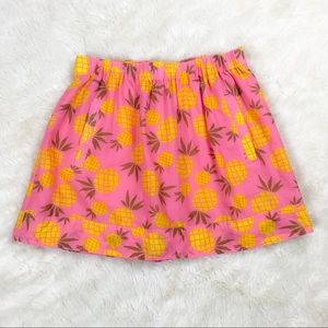 J. Crew Pineapple Printed Cotton Skirt Pink XS
